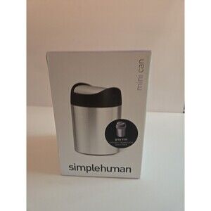 Simplehuman 1.5 Liter / 0.4 Gallon Mini Countertop Trash Can, Brushed Stainless